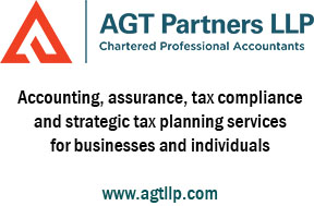 Logo for AGT Accounting + text" Accounting, assurance, tax compliance, and strategic tax planning services for businesses and individuals" and website www.agtllp.com